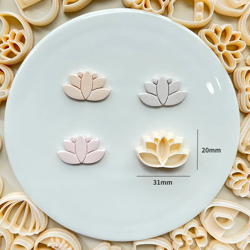 Flower Series Rose/Lotus/Sakura/BlueBell Clay Mold Cutting Soft Clay Earring Jewelry Pendant Design DIY Hand Made Clay Tool Gift