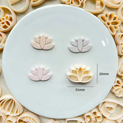 Flower Series Rose/Lotus/Sakura/BlueBell Clay Mold Cutting Soft Clay Earring Jewelry Pendant Design DIY Hand Made Clay Tool Gift
