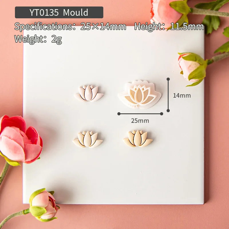 Flower Series Rose/Lotus/Sakura/BlueBell Clay Mold Cutting Soft Clay Earring Jewelry Pendant Design DIY Hand Made Clay Tool Gift