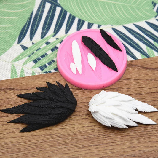 Feather Silicone Mold Ultra-light Clay DIY Angel Devil Wings Fondant Soft Pottery Hand-made Clay Polymer Wings Tool
