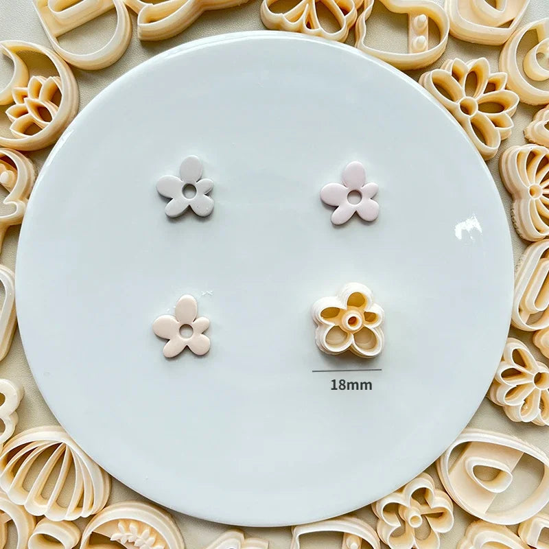 Flower Series Rose/Lotus/Sakura/BlueBell Clay Mold Cutting Soft Clay Earring Jewelry Pendant Design DIY Hand Made Clay Tool Gift