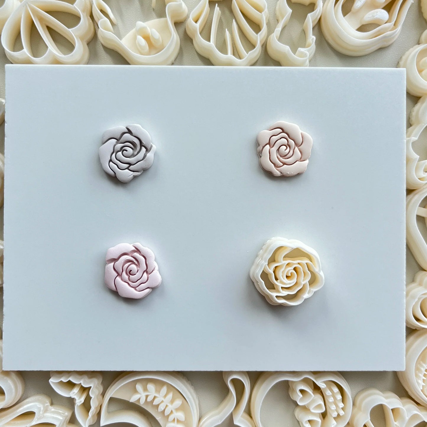 Flower Series Rose/Lotus/Sakura/BlueBell Clay Mold Cutting Soft Clay Earring Jewelry Pendant Design DIY Hand Made Clay Tool Gift