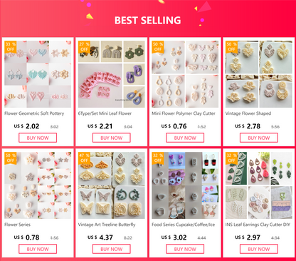 Flower Series Rose/Lotus/Sakura/BlueBell Clay Mold Cutting Soft Clay Earring Jewelry Pendant Design DIY Hand Made Clay Tool Gift