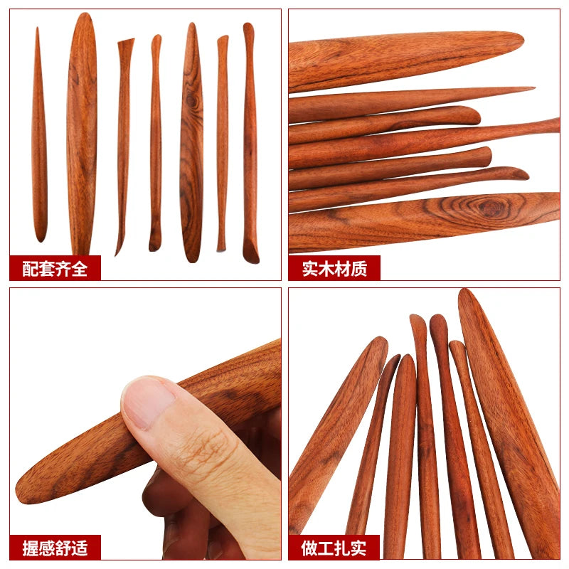 Pottery Color Sculpture Knife Hand-made Clay Tool Set Red Precious Wood Tool Clay Plastic Knife