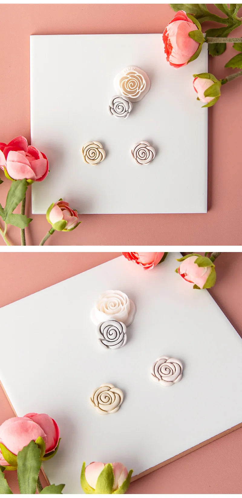 Flower Series Rose/Lotus/Sakura/BlueBell Clay Mold Cutting Soft Clay Earring Jewelry Pendant Design DIY Hand Made Clay Tool Gift