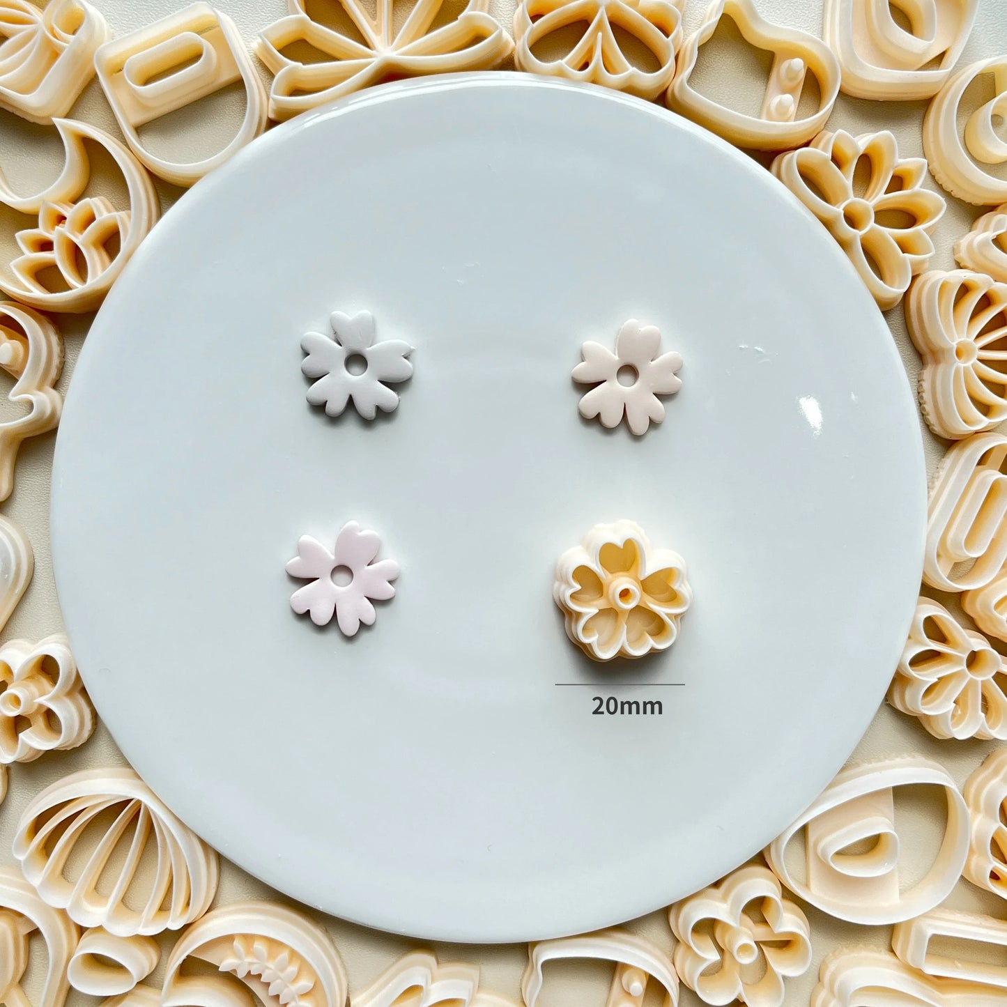 Flower Series Rose/Lotus/Sakura/BlueBell Clay Mold Cutting Soft Clay Earring Jewelry Pendant Design DIY Hand Made Clay Tool Gift