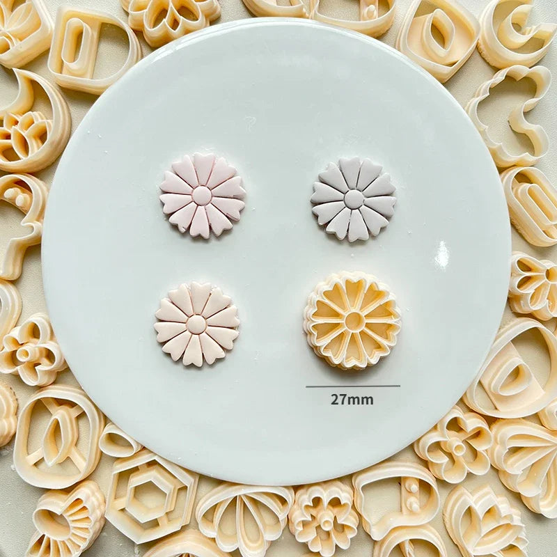 Flower Series Rose/Lotus/Sakura/BlueBell Clay Mold Cutting Soft Clay Earring Jewelry Pendant Design DIY Hand Made Clay Tool Gift