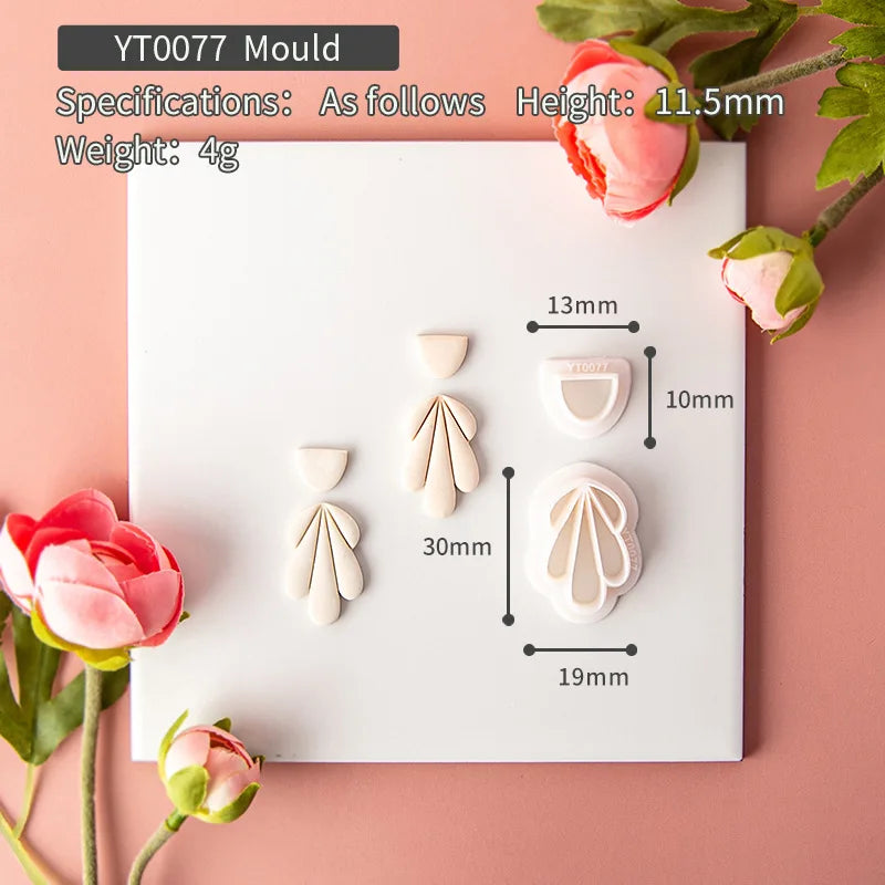 Flower Series Rose/Lotus/Sakura/BlueBell Clay Mold Cutting Soft Clay Earring Jewelry Pendant Design DIY Hand Made Clay Tool Gift