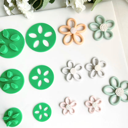Flower Series Rose/Lotus/Sakura/BlueBell Clay Mold Cutting Soft Clay Earring Jewelry Pendant Design DIY Hand Made Clay Tool