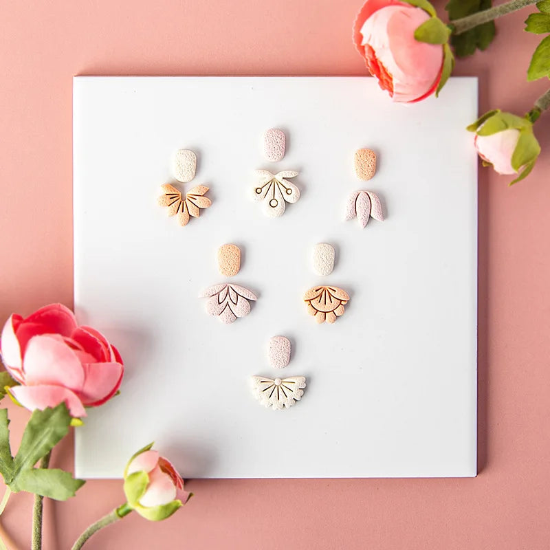 Flower Series Rose/Lotus/Sakura/BlueBell Clay Mold Cutting Soft Clay Earring Jewelry Pendant Design DIY Hand Made Clay Tool Gift