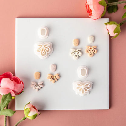 Flower Series Rose/Lotus/Sakura/BlueBell Clay Mold Cutting Soft Clay Earring Jewelry Pendant Design DIY Hand Made Clay Tool Gift