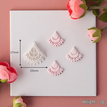Flower Series Rose/Lotus/Sakura/BlueBell Clay Mold Cutting Soft Clay Earring Jewelry Pendant Design DIY Hand Made Clay Tool Gift