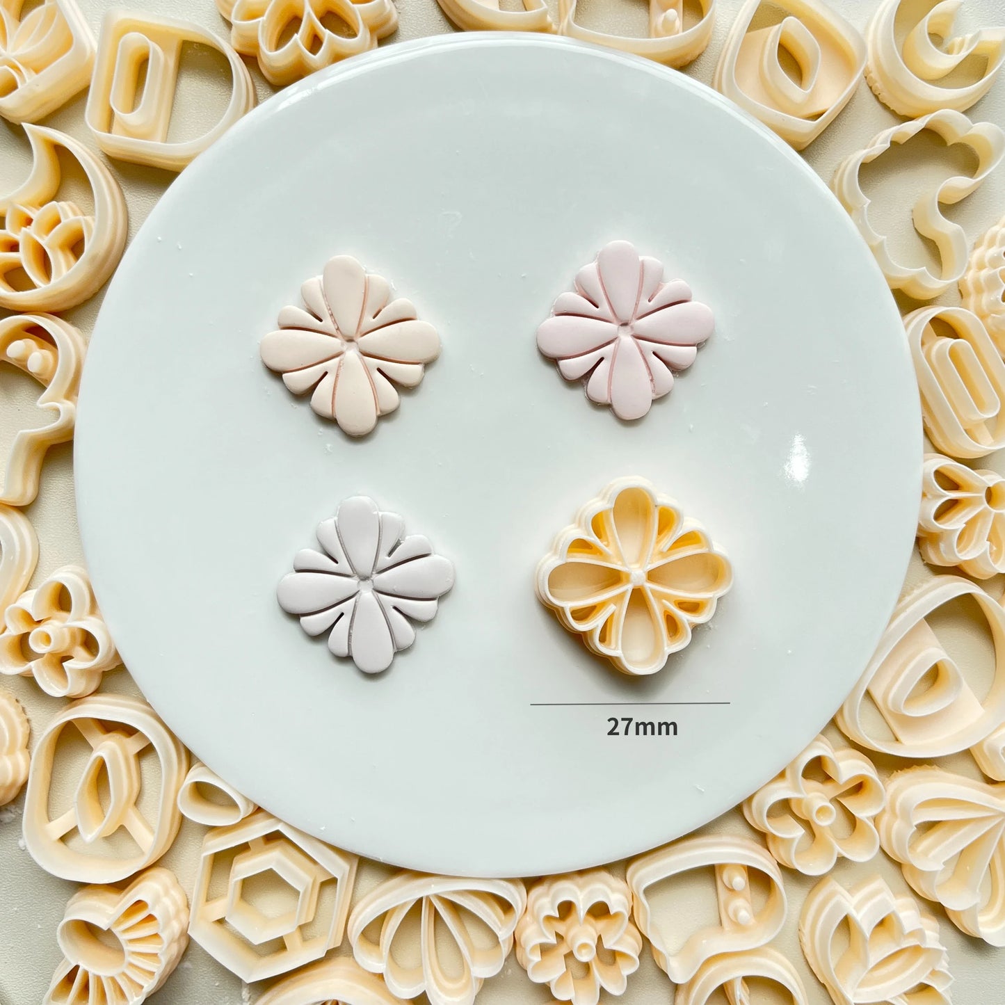 Flower Series Rose/Lotus/Sakura/BlueBell Clay Mold Cutting Soft Clay Earring Jewelry Pendant Design DIY Hand Made Clay Tool Gift