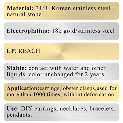 GUFEATHER MD41,jewelry accessories,316L stainless steel,natural stone,charms,hand made,jewelry making,diy pendants,2pcs/lot