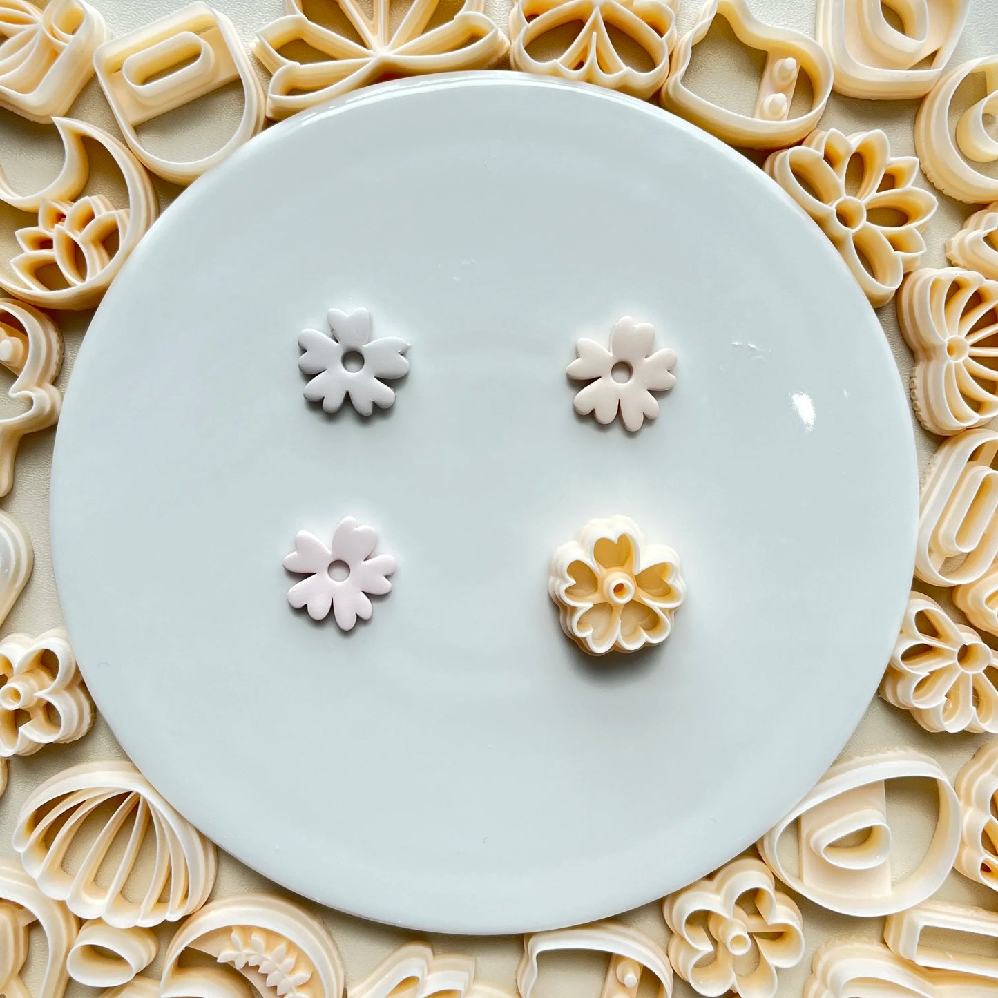 Flower Series Rose/Lotus/Sakura/BlueBell Clay Mold Cutting Soft Clay Earring Jewelry Pendant Design DIY Hand Made Clay Tool Gift