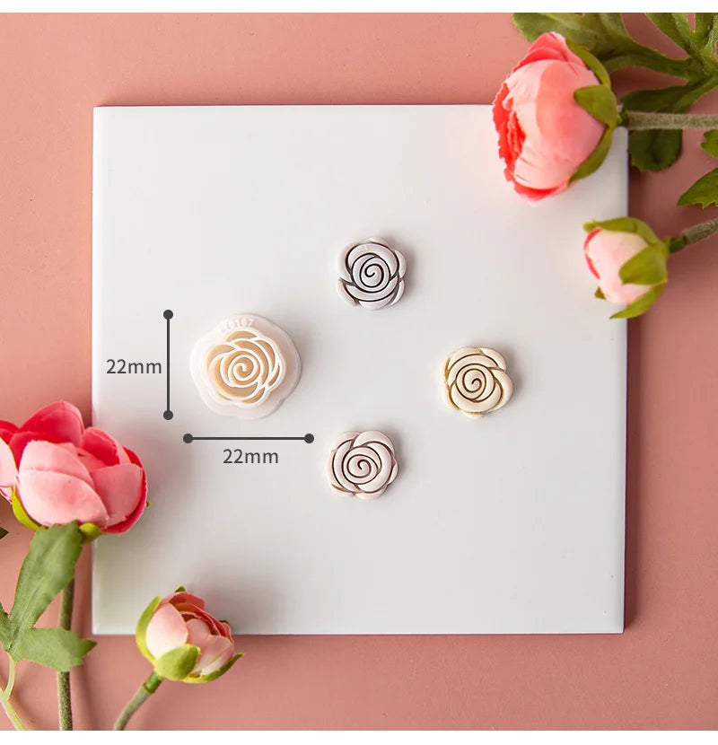 Flower Series Rose/Lotus/Sakura/BlueBell Clay Mold Cutting Soft Clay Earring Jewelry Pendant Design DIY Hand Made Clay Tool Gift