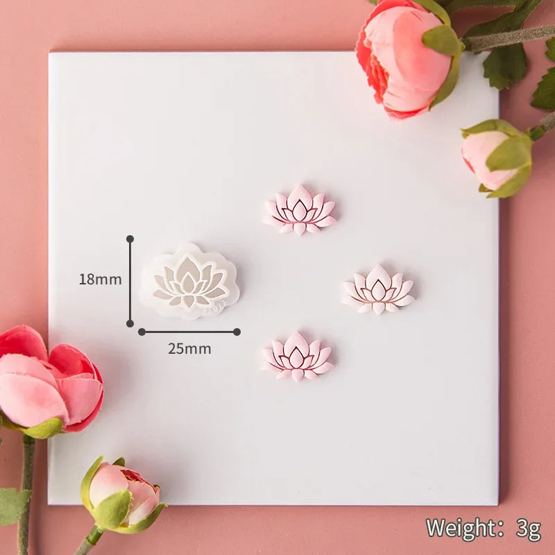 Flower Series Rose/Lotus/Sakura/BlueBell Clay Mold Cutting Soft Clay Earring Jewelry Pendant Design DIY Hand Made Clay Tool Gift