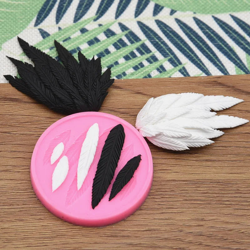 Feather Silicone Mold Ultra-light Clay DIY Angel Devil Wings Fondant Soft Pottery Hand-made Clay Polymer Wings Tool