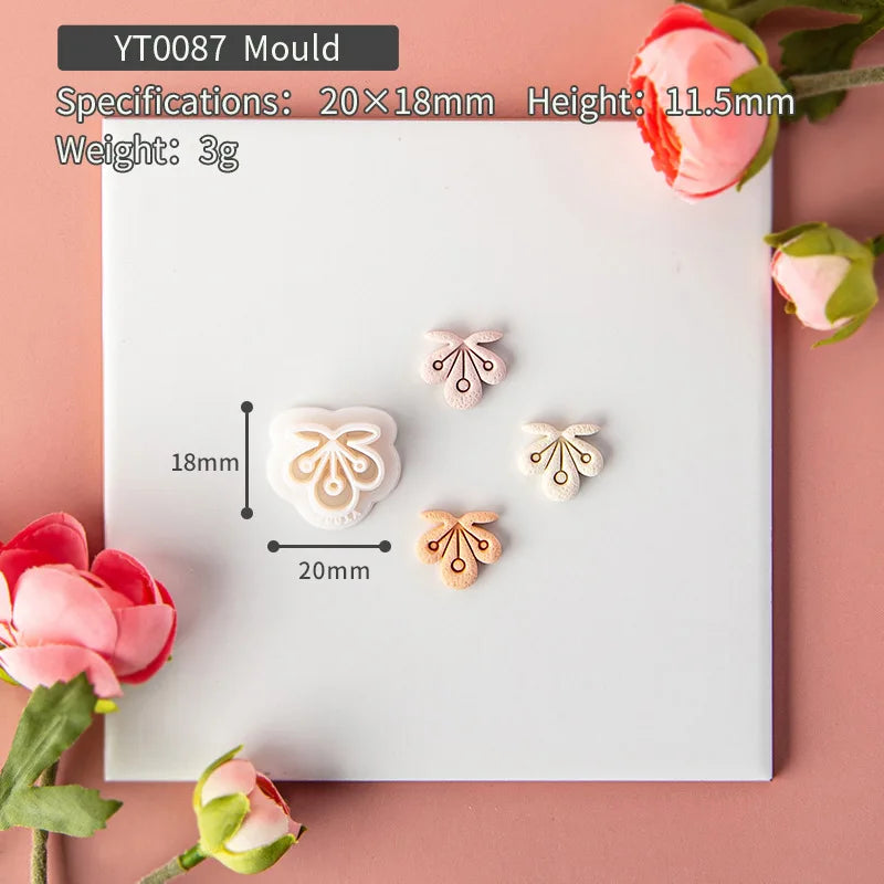 Flower Series Rose/Lotus/Sakura/BlueBell Clay Mold Cutting Soft Clay Earring Jewelry Pendant Design DIY Hand Made Clay Tool Gift