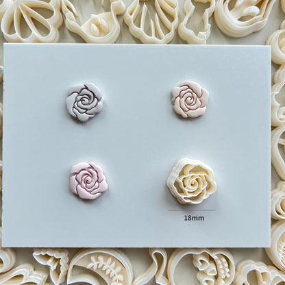 Flower Series Rose/Lotus/Sakura/BlueBell Clay Mold Cutting Soft Clay Earring Jewelry Pendant Design DIY Hand Made Clay Tool Gift