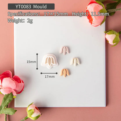 Flower Series Rose/Lotus/Sakura/BlueBell Clay Mold Cutting Soft Clay Earring Jewelry Pendant Design DIY Hand Made Clay Tool Gift