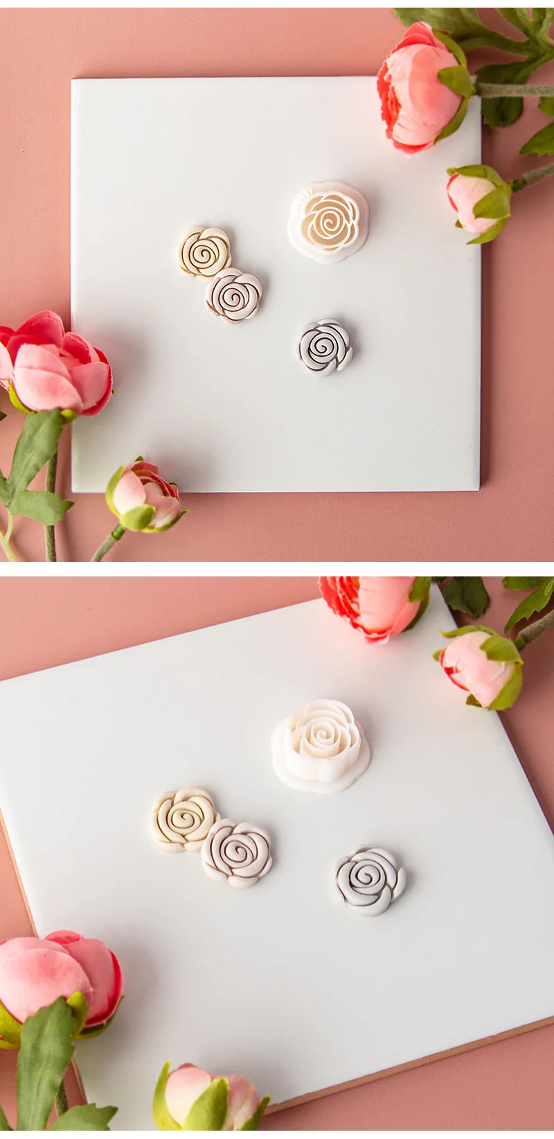 Flower Series Rose/Lotus/Sakura/BlueBell Clay Mold Cutting Soft Clay Earring Jewelry Pendant Design DIY Hand Made Clay Tool Gift