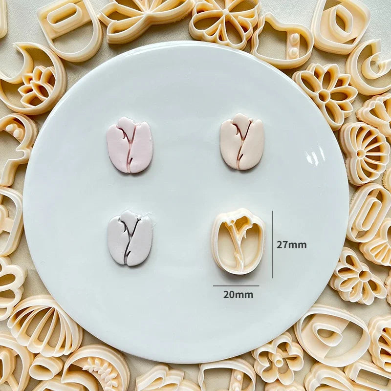 Flower Series Rose/Lotus/Sakura/BlueBell Clay Mold Cutting Soft Clay Earring Jewelry Pendant Design DIY Hand Made Clay Tool Gift