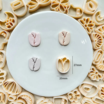 Flower Series Rose/Lotus/Sakura/BlueBell Clay Mold Cutting Soft Clay Earring Jewelry Pendant Design DIY Hand Made Clay Tool Gift