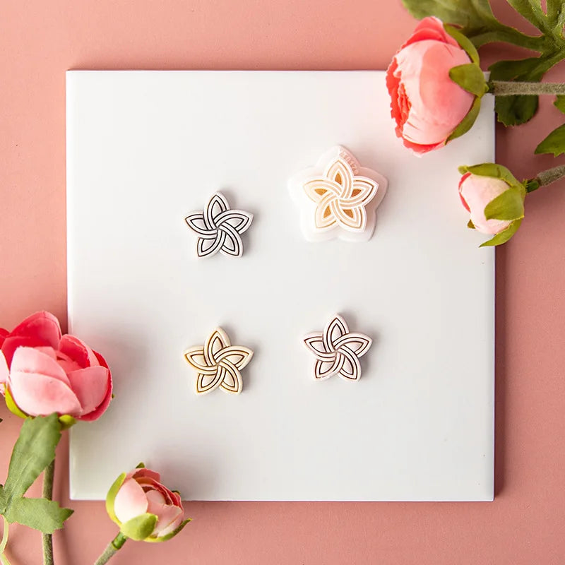 Flower Series Rose/Lotus/Sakura/BlueBell Clay Mold Cutting Soft Clay Earring Jewelry Pendant Design DIY Hand Made Clay Tool Gift