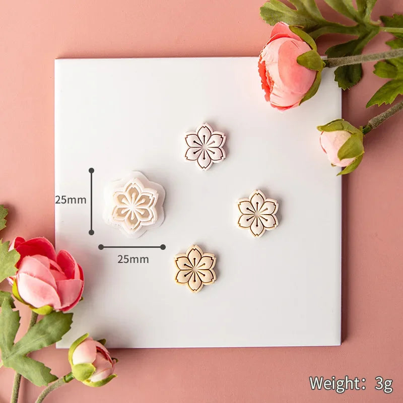 Flower Series Rose/Lotus/Sakura/BlueBell Clay Mold Cutting Soft Clay Earring Jewelry Pendant Design DIY Hand Made Clay Tool Gift