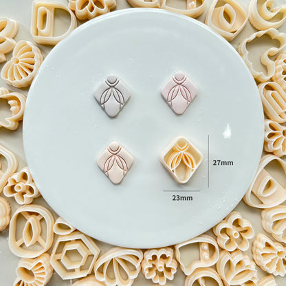 Flower Series Rose/Lotus/Sakura/BlueBell Clay Mold Cutting Soft Clay Earring Jewelry Pendant Design DIY Hand Made Clay Tool Gift