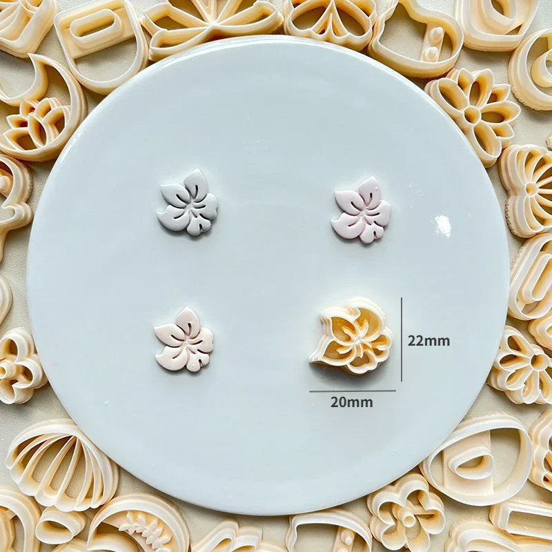 Flower Series Rose/Lotus/Sakura/BlueBell Clay Mold Cutting Soft Clay Earring Jewelry Pendant Design DIY Hand Made Clay Tool Gift
