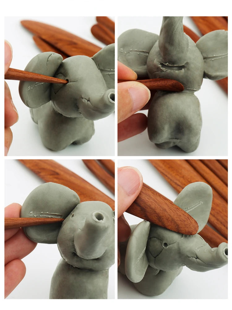 Pottery Color Sculpture Knife Hand-made Clay Tool Set Red Precious Wood Tool Clay Plastic Knife