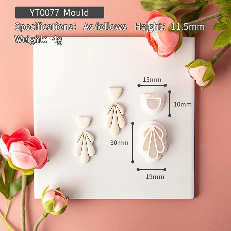 Flower Series Rose/Lotus/Sakura/BlueBell Clay Mold Cutting Soft Clay Earring Jewelry Pendant Design DIY Hand Made Clay Tool Gift