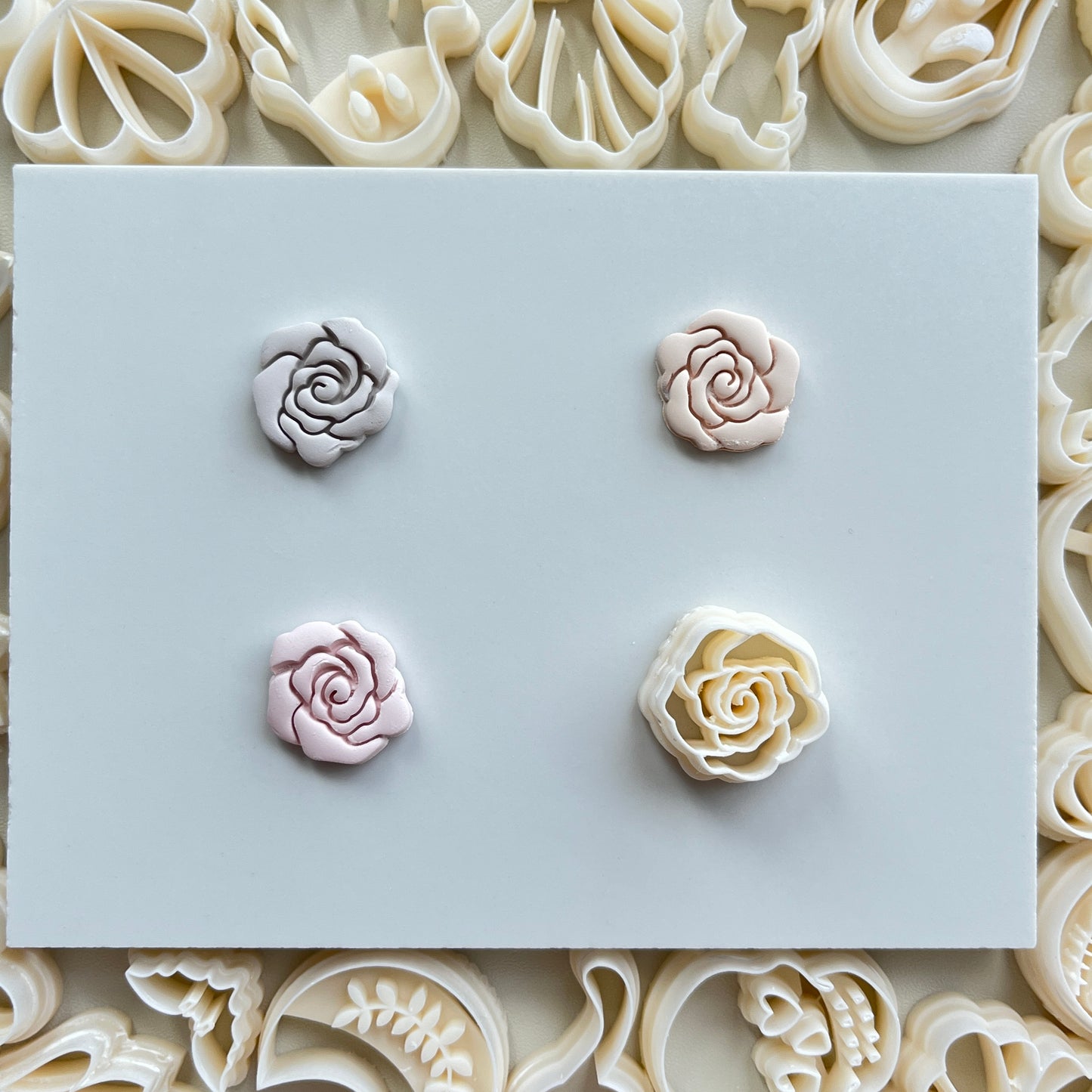 Flower Series Rose/Lotus/Sakura/BlueBell Clay Mold Cutting Soft Clay Earring Jewelry Pendant Design DIY Hand Made Clay Tool Gift