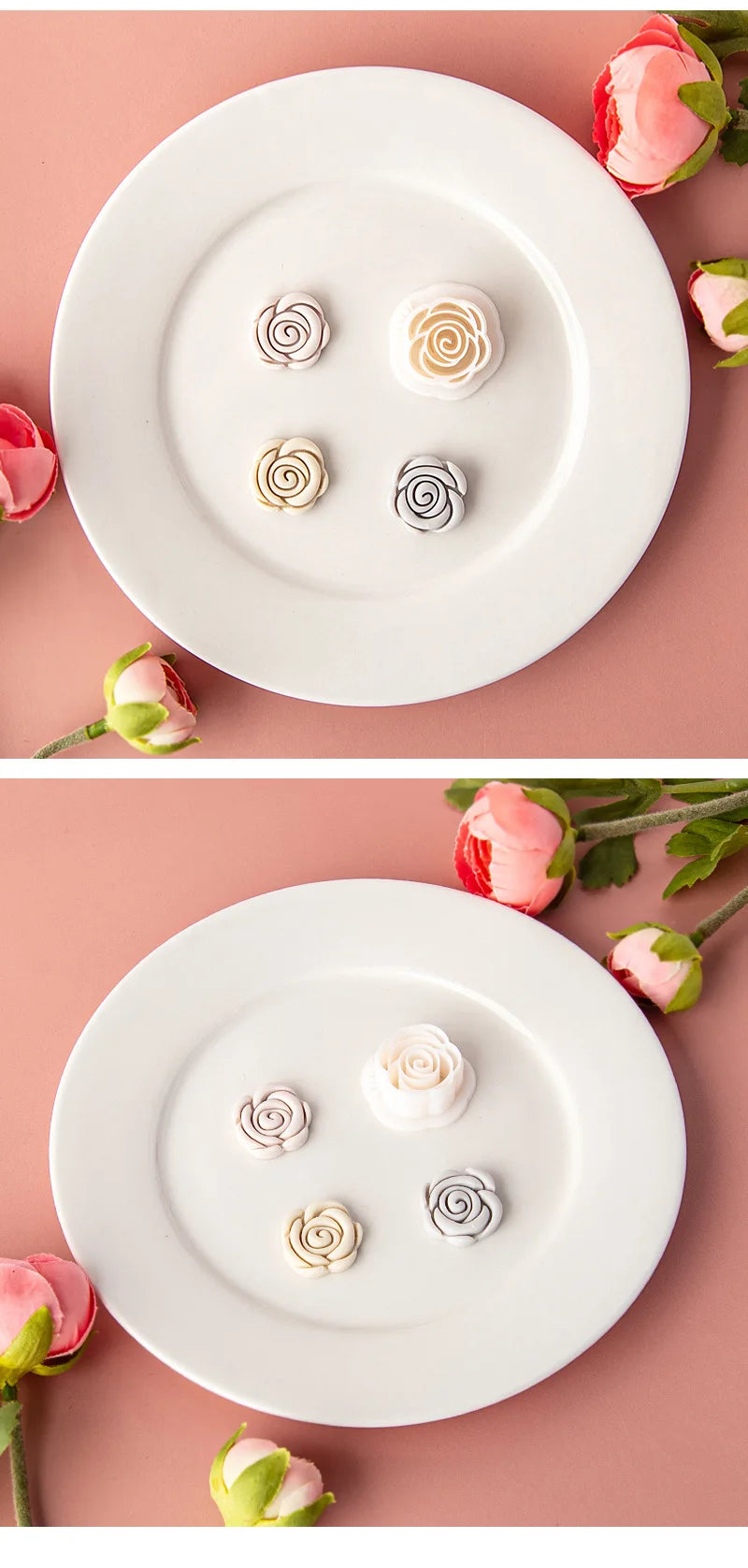 Flower Series Rose/Lotus/Sakura/BlueBell Clay Mold Cutting Soft Clay Earring Jewelry Pendant Design DIY Hand Made Clay Tool Gift