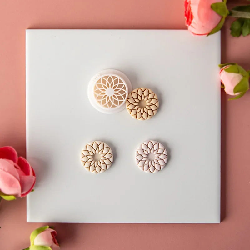 Flower Series Rose/Lotus/Sakura/BlueBell Clay Mold Cutting Soft Clay Earring Jewelry Pendant Design DIY Hand Made Clay Tool Gift