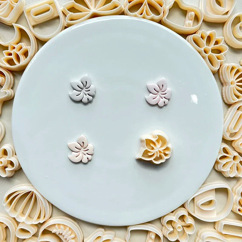 Flower Series Rose/Lotus/Sakura/BlueBell Clay Mold Cutting Soft Clay Earring Jewelry Pendant Design DIY Hand Made Clay Tool Gift